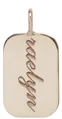 14k Engraved Script Rectangular Tag Charm