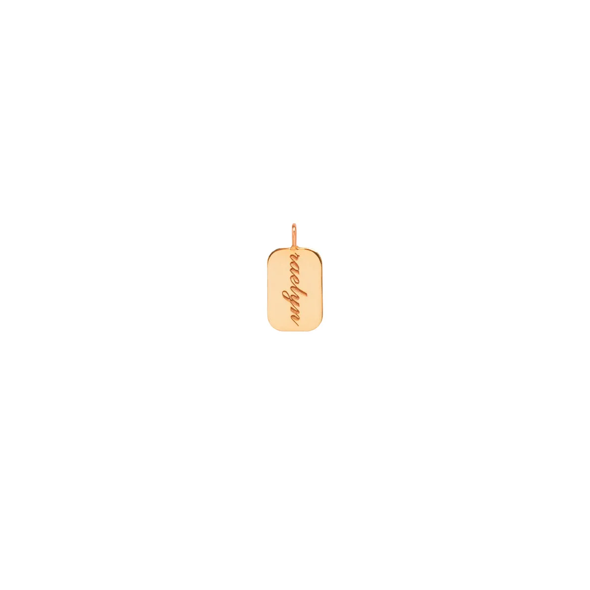 14k Engraved Script Rectangular Tag Charm