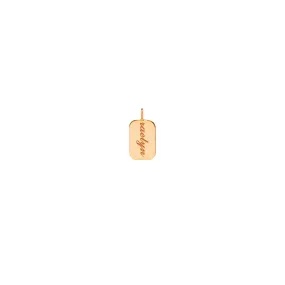 14k Engraved Script Rectangular Tag Charm