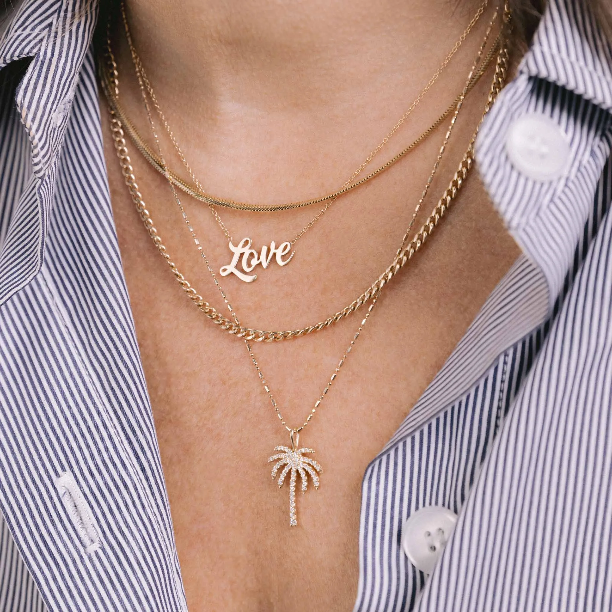 14k Gold Script Letter Love Necklace