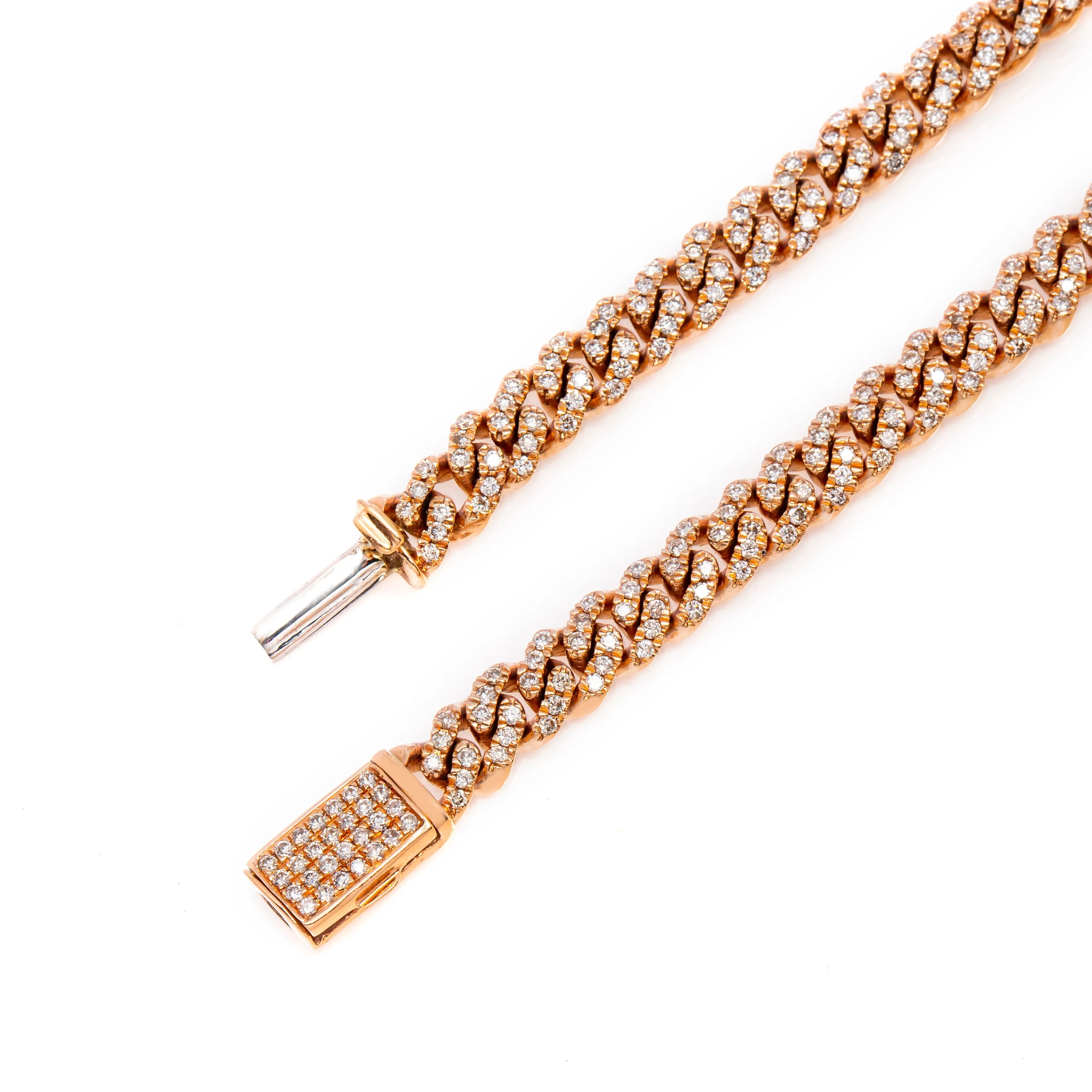 14k Rose Gold Diamond Cuban Chain 22" 4.80ctw