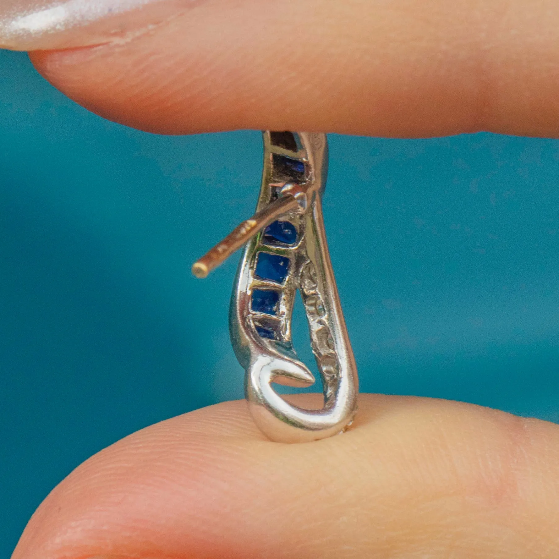 18ct White Gold Sapphire Diamond Twist Earrings