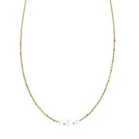 18K YELLOW GOLD CIEN 3 STONE WHITE DIAMOND NECKLACE