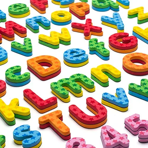 192 Pcs Magnetic Letters Numbers 9 Color(With Pattern Blocks,Symbols) Foam Set, Alphabet Magnets Gift for Preschool Kids Children Toddler Educational Fridge Refrigerator Toy, Classroom School Learning