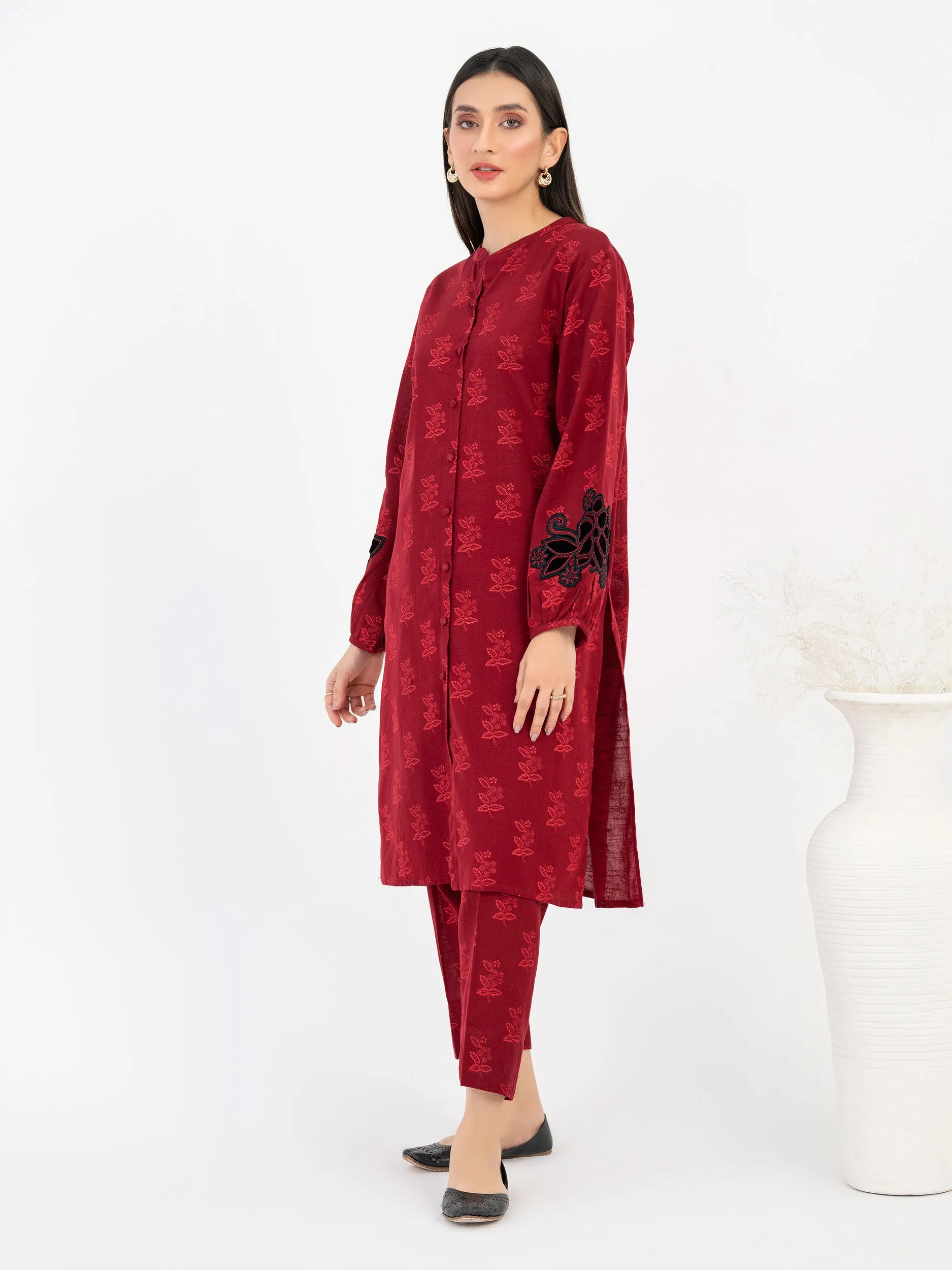 2 Piece Khaddar Suit-Embroidered (Pret)