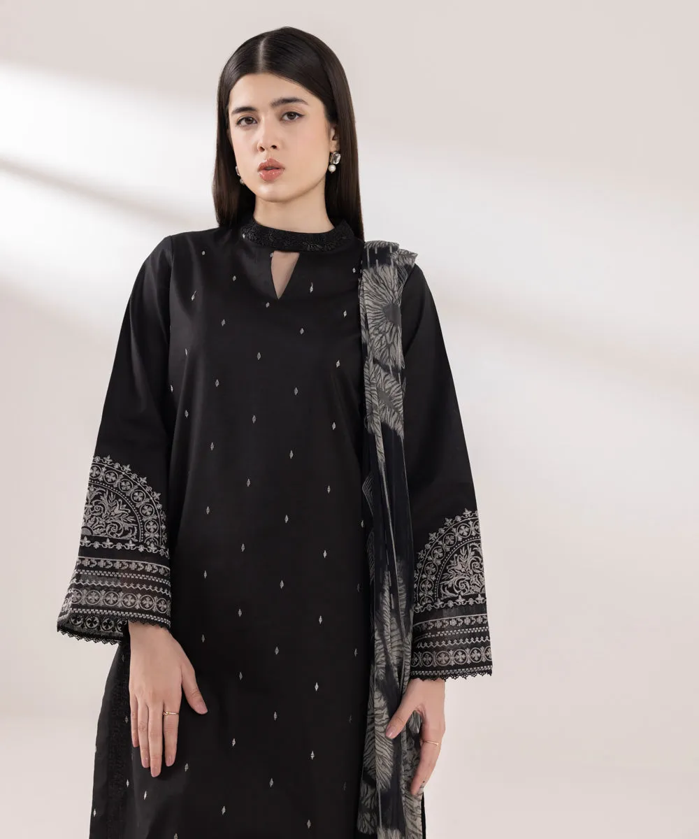 3 Piece - Embroidered Cambric Suit