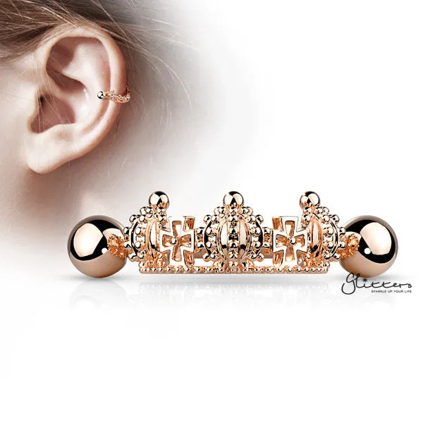 316L Surgical Steel Barbell with Triple Crown Helix Cuff