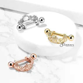 316L Surgical Steel Barbell with Triple Crown Helix Cuff