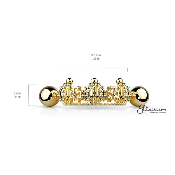 316L Surgical Steel Barbell with Triple Crown Helix Cuff