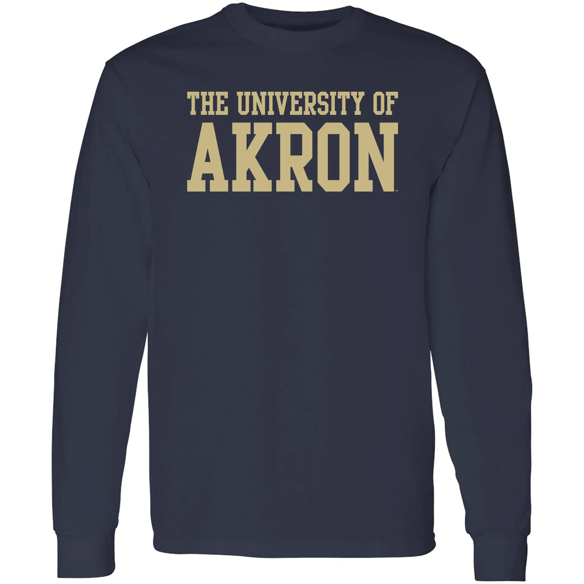 Akron Zips Basic Block Long Sleeve T Shirt - Navy