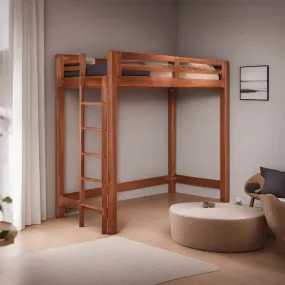 Alaire Wooden Loft Bed Frame (Cherry)