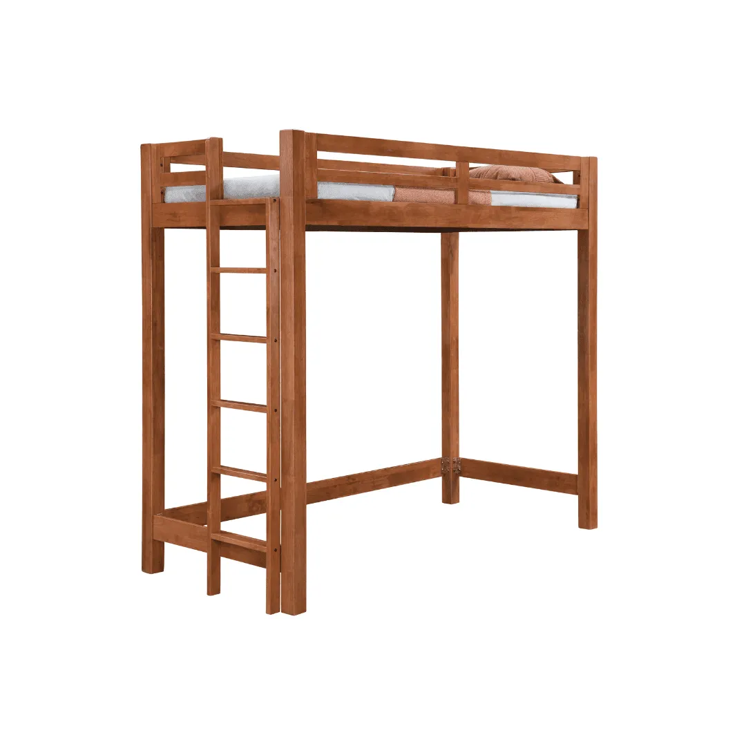 Alaire Wooden Loft Bed Frame (Cherry)