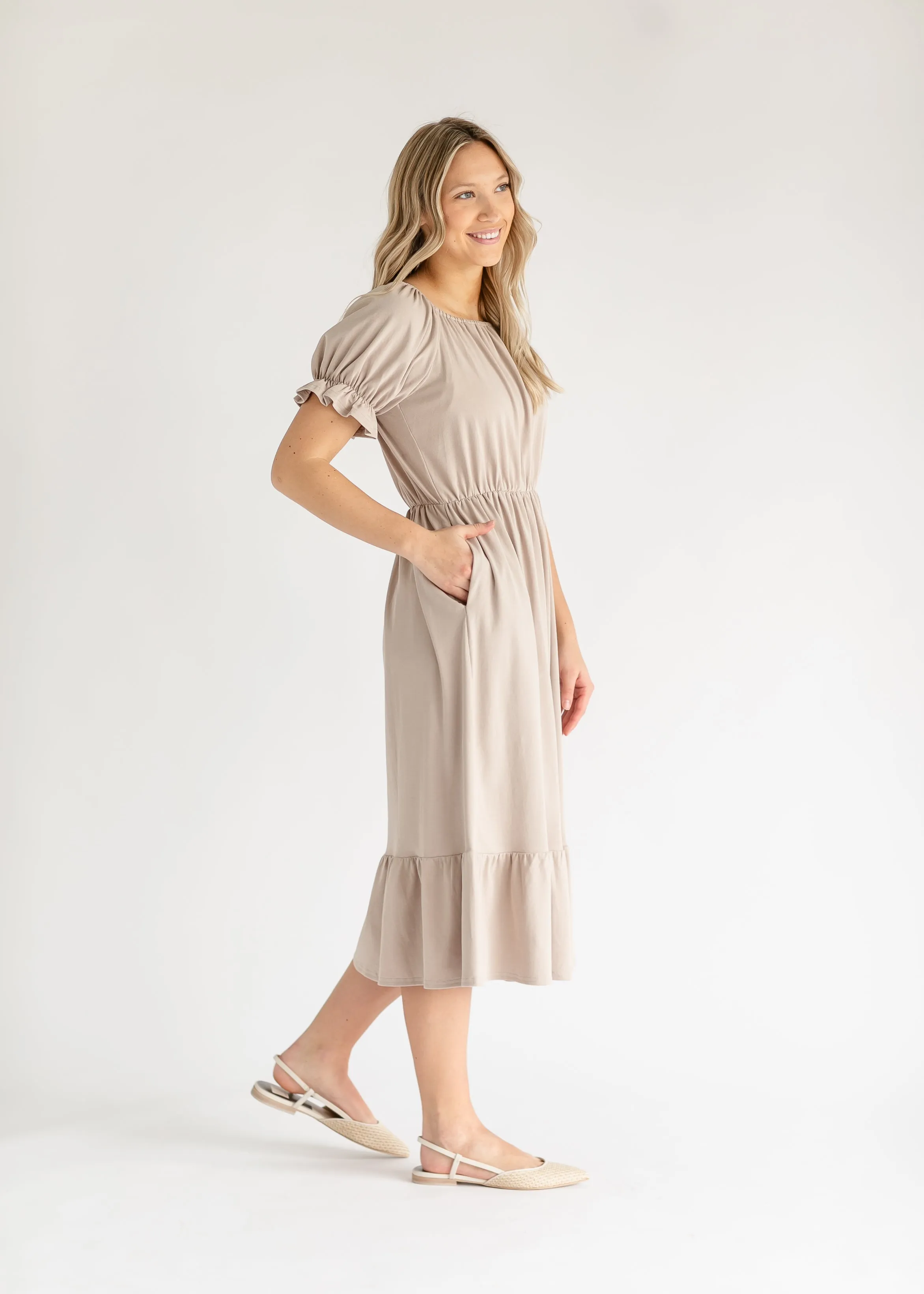 Amy Puff Sleeve Midi Dress - FINAL SALE