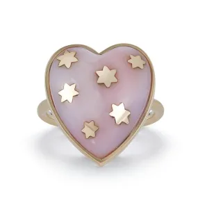 Anna Semi Precious Heart and Gold Stars Ring