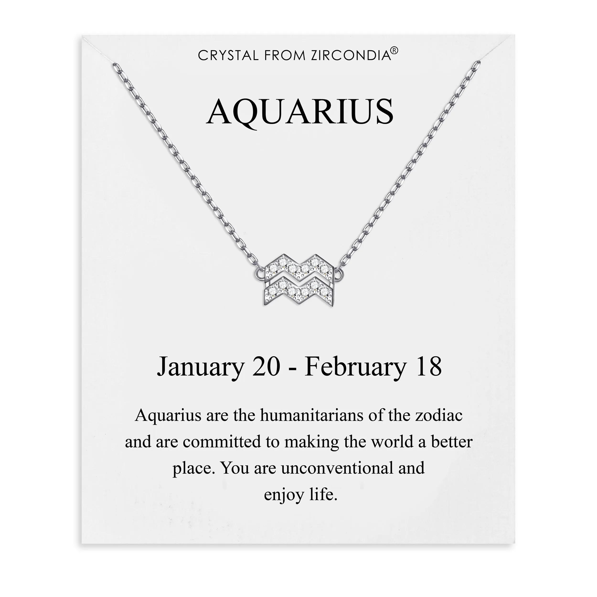 Aquarius Zodiac Star Sign Necklace Created with Zircondia® Crystals
