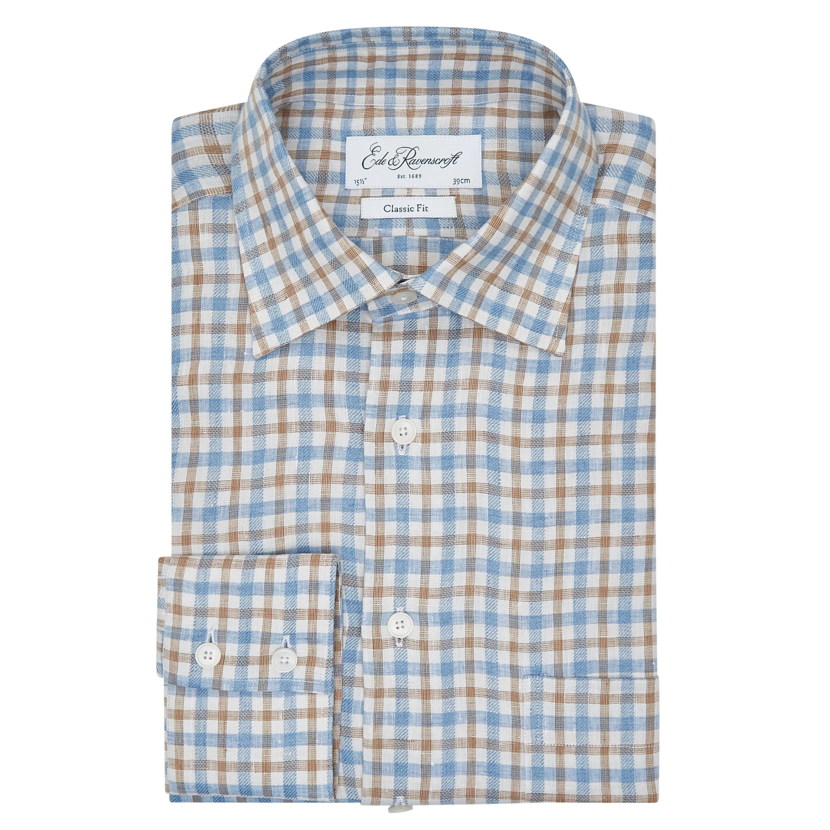 Aragon Brown Blue Gingham Shirt