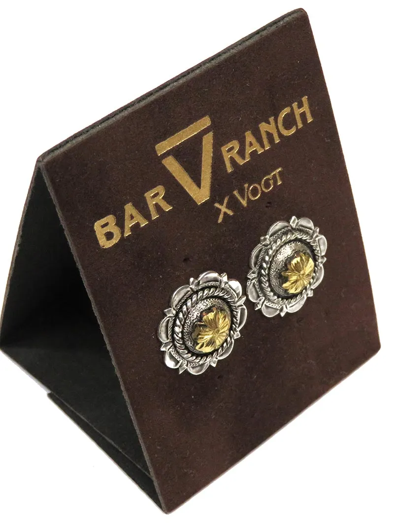 Bar V Ranch 311-215 Silver Flower With CZ Center's Earrings