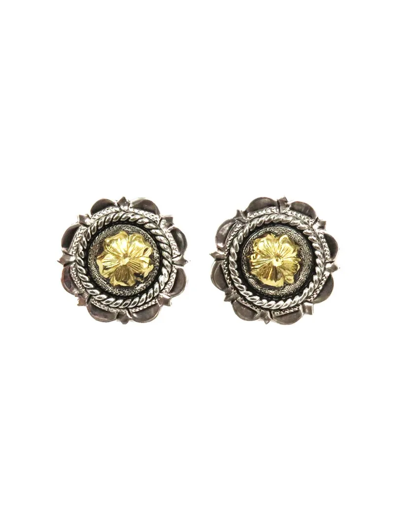 Bar V Ranch 311-215 Silver Flower With CZ Center's Earrings