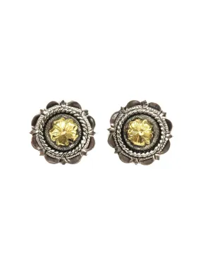 Bar V Ranch 311-215 Silver Flower With CZ Center's Earrings