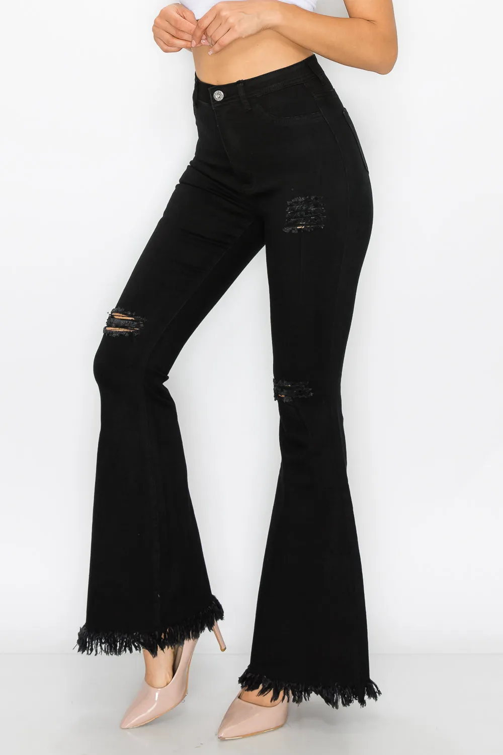 BC-012 BELL BOTTOM RIPPED DISTRESSED & DESTROYED JEANS