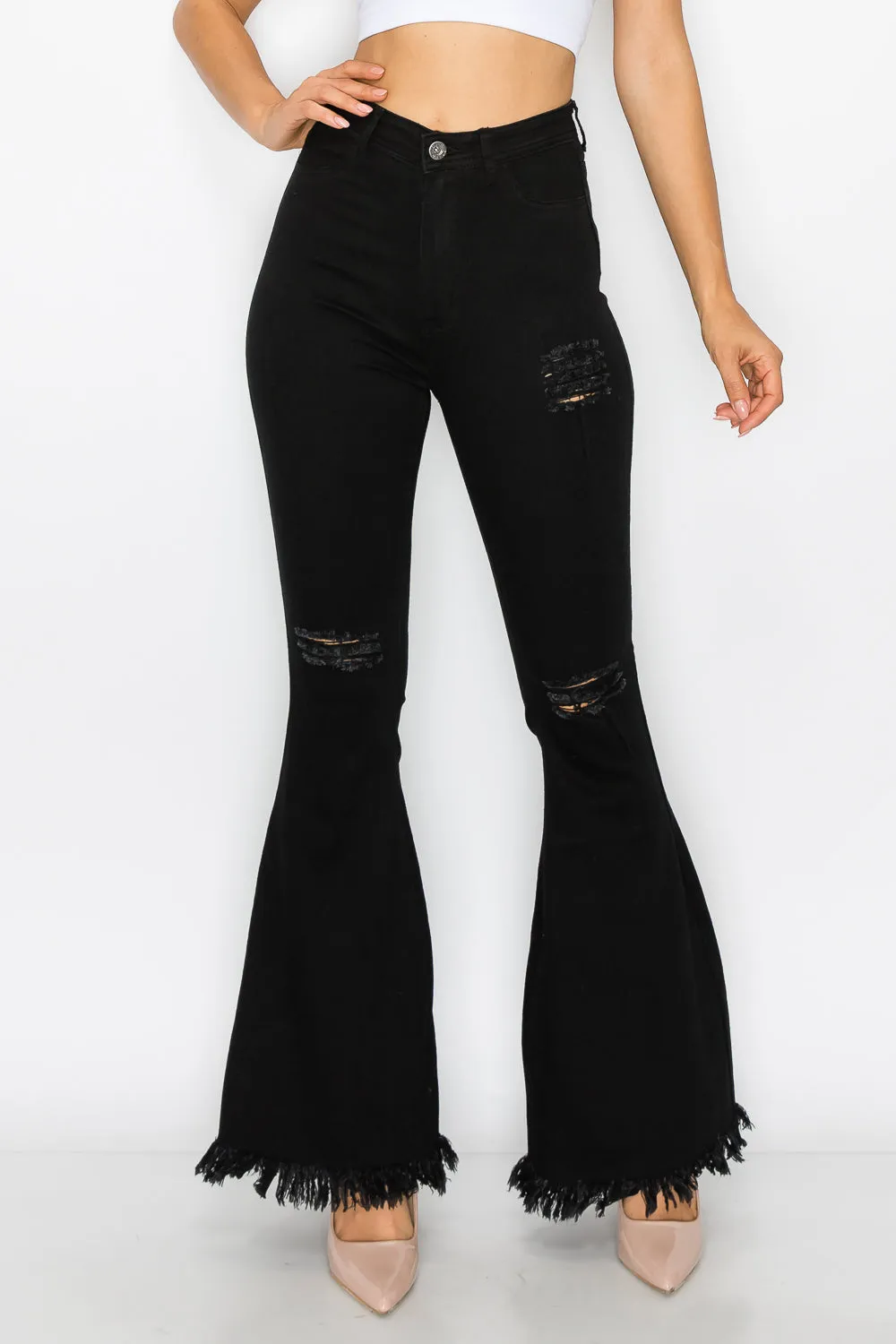 BC-012 BELL BOTTOM RIPPED DISTRESSED & DESTROYED JEANS
