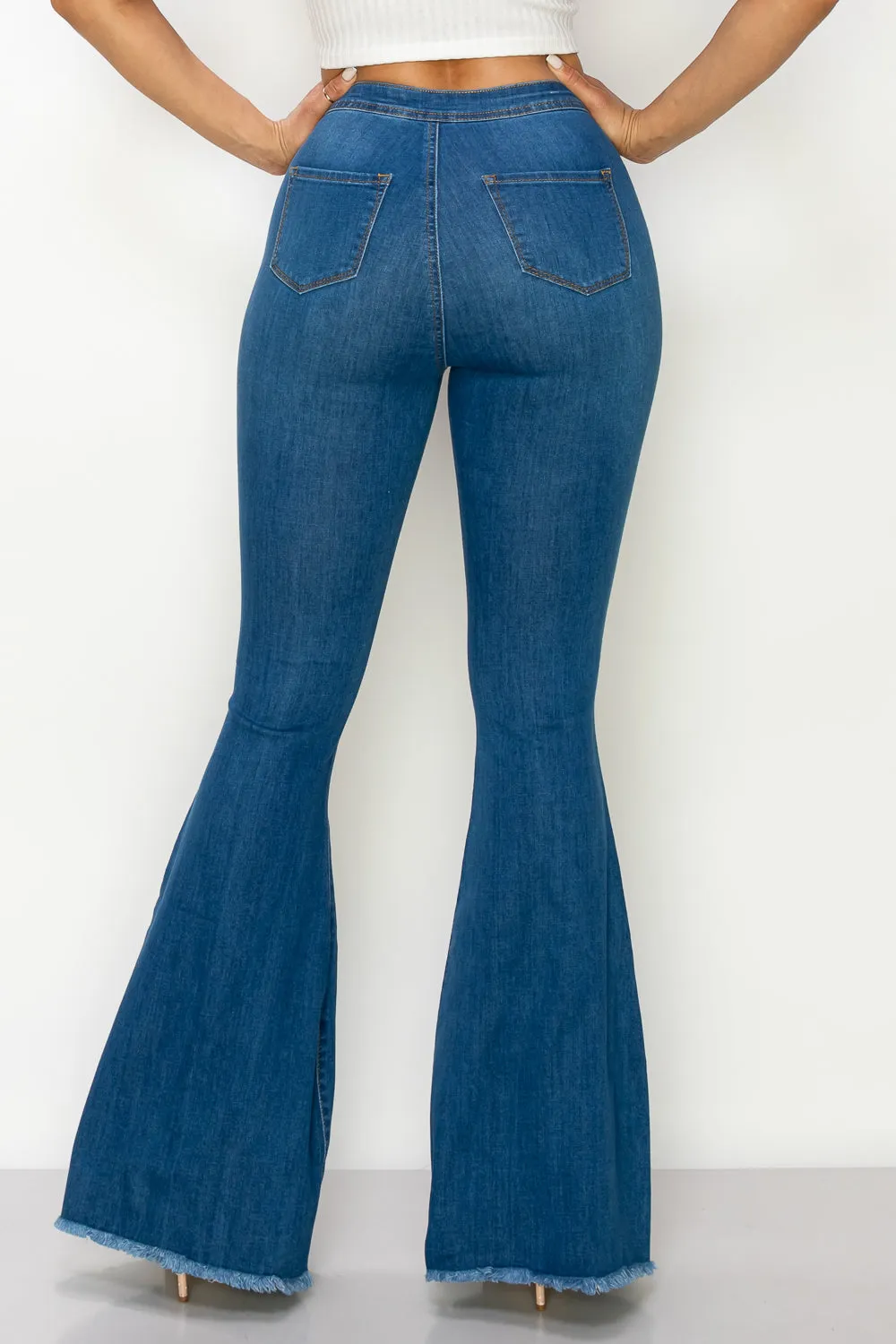 BC-086 BELL BOTTOM FLARE LEG RIPPED DISTRESSED & DESTROYED JEANS