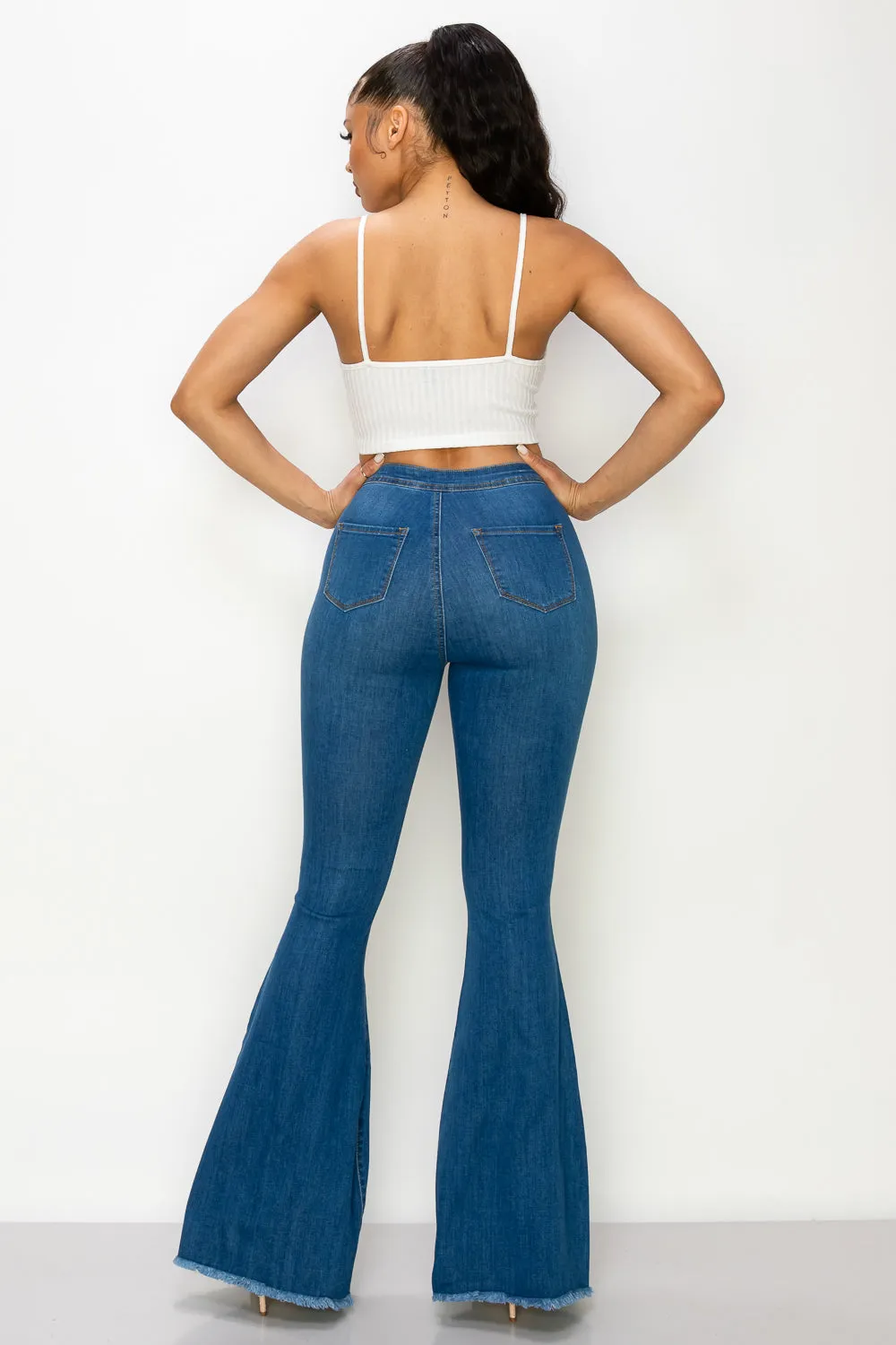 BC-086 BELL BOTTOM FLARE LEG RIPPED DISTRESSED & DESTROYED JEANS