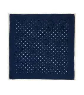 Bigi Wool Printed Spot Pocket Square: Blue