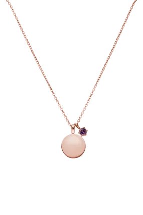 Birthstone February Necklace 14K Rose Gold Plated