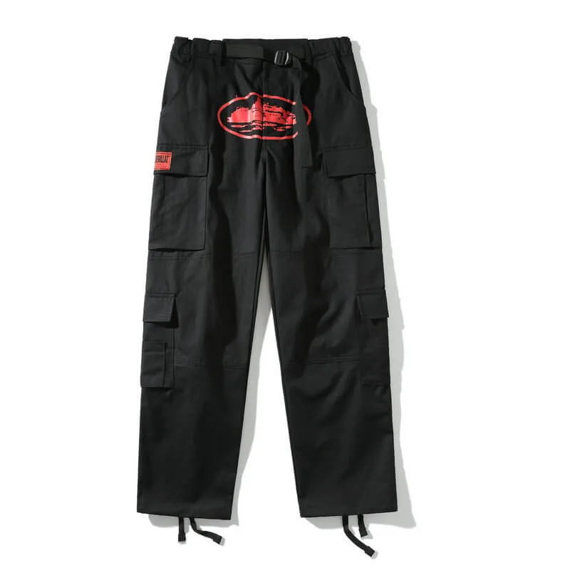 Black Multi-Pocket Printed Casual Cargo Pant