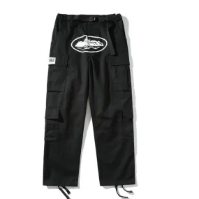 Black Multi-Pocket Printed Casual Cargo Pant