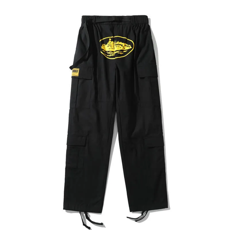 Black Multi-Pocket Printed Casual Cargo Pant