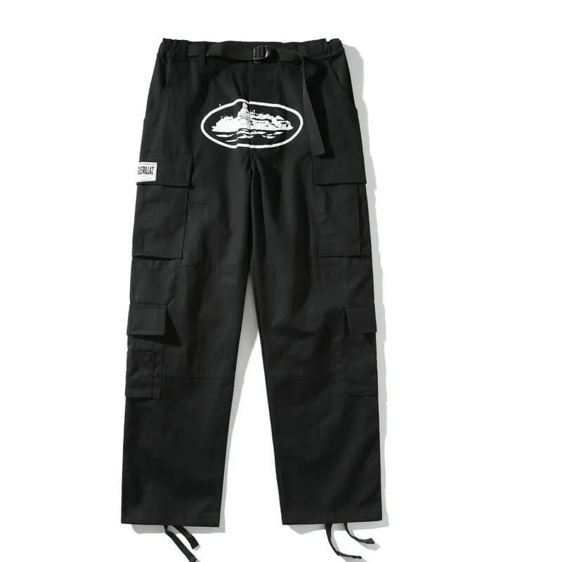 Black Multi-Pocket Printed Casual Cargo Pant