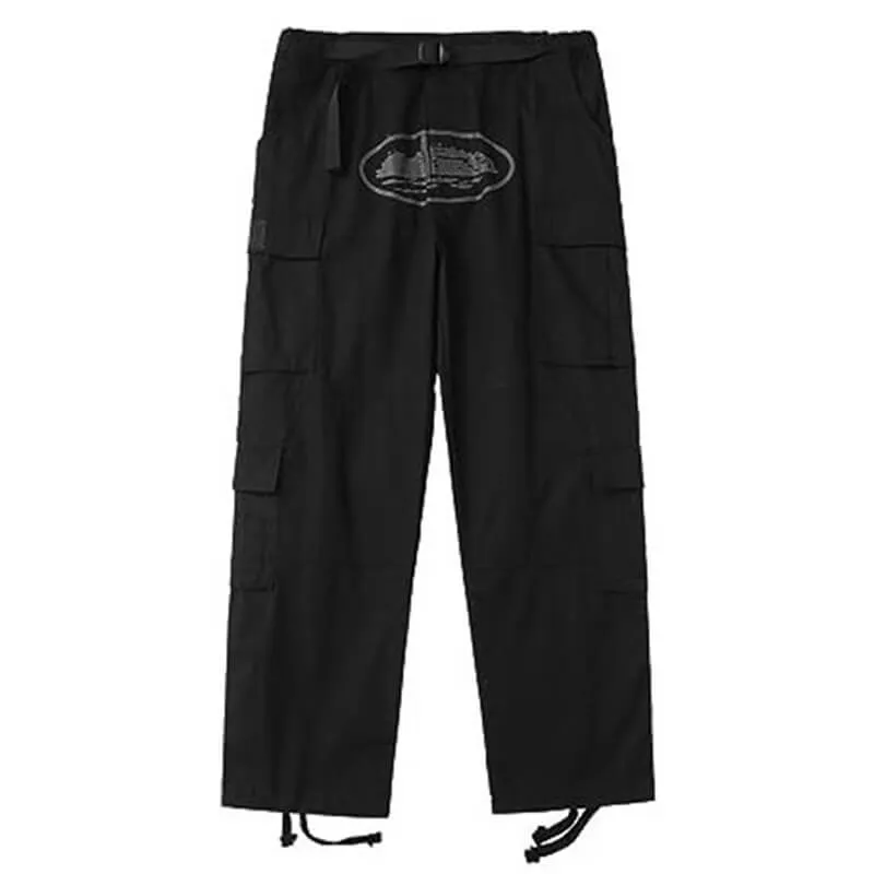Black Multi-Pocket Printed Casual Cargo Pant