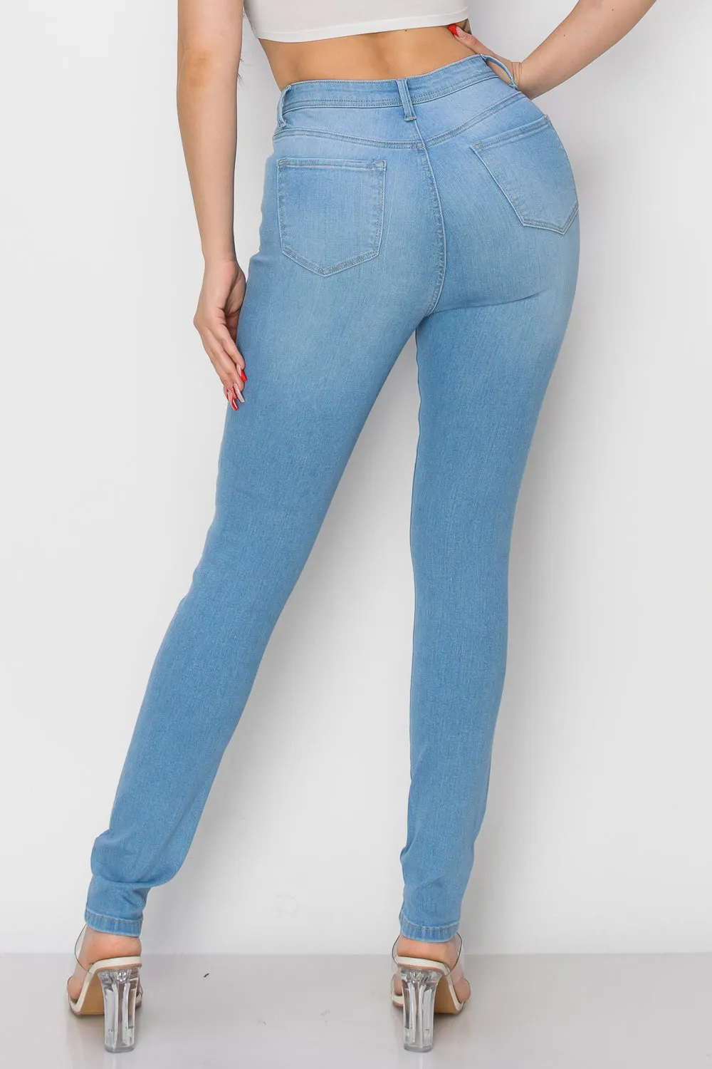 BO-308 HIGH WAISTED STRETCHY SKINNY DENIM JEANS