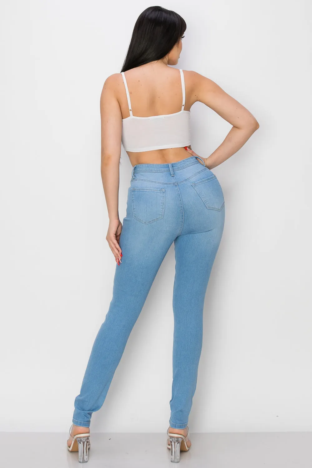 BO-308 HIGH WAISTED STRETCHY SKINNY DENIM JEANS
