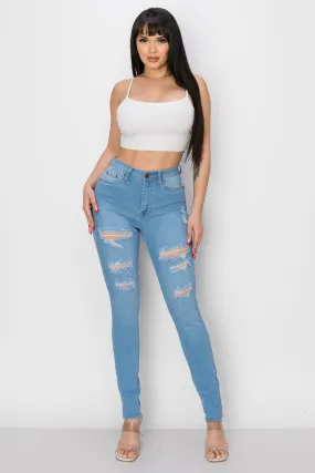 BO-308 HIGH WAISTED STRETCHY SKINNY DENIM JEANS