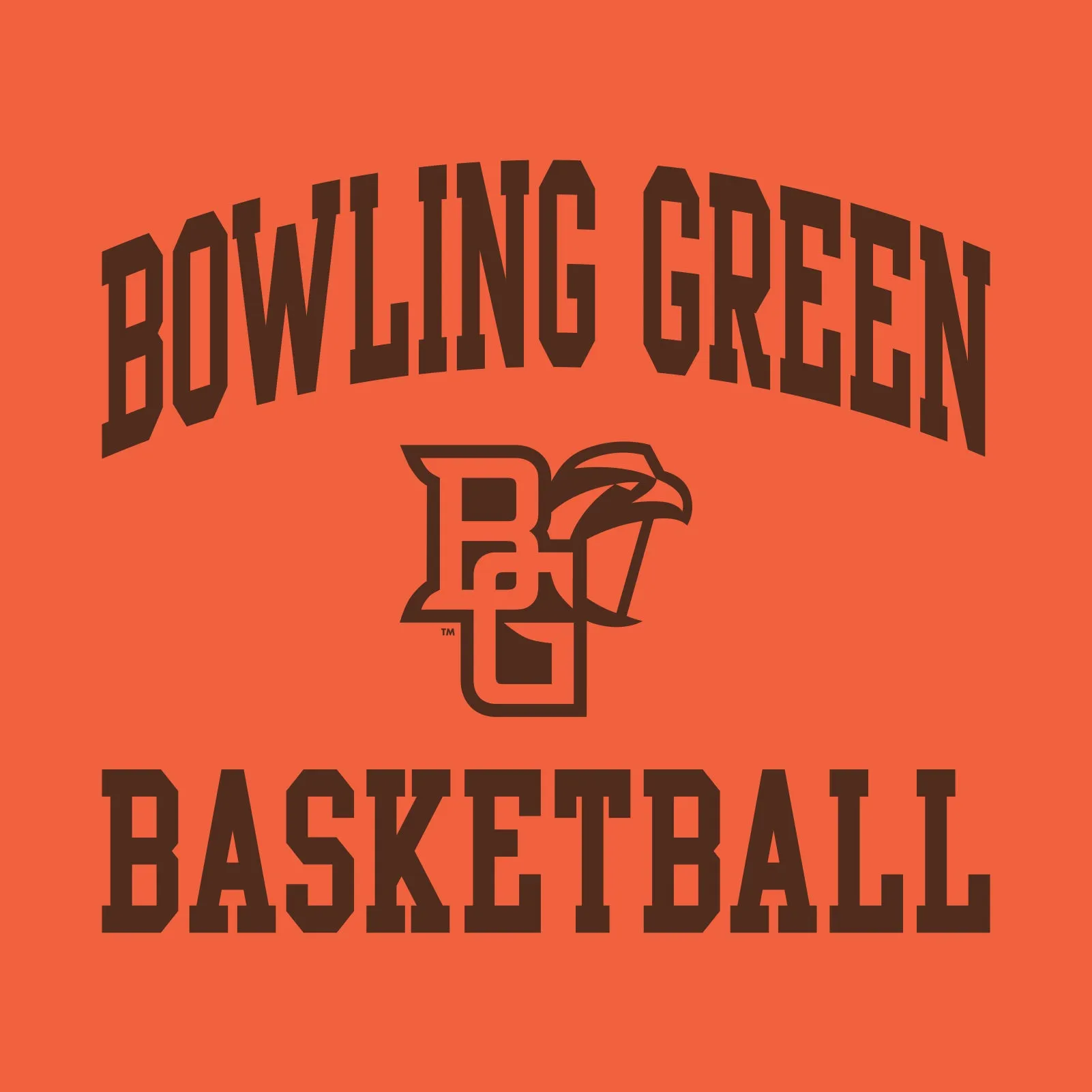 Bowling Green State University Falcons Arch Logo Basketball Basic Cotton Short Sleeve T Shirt - Orange