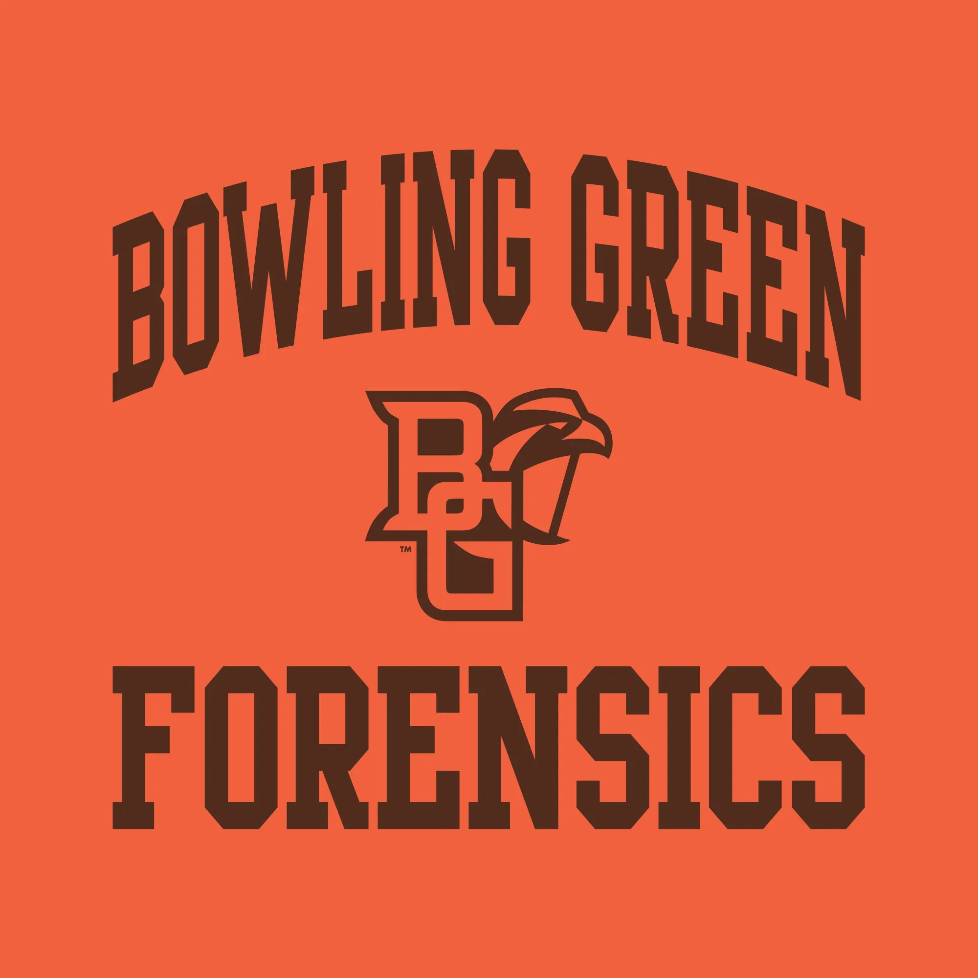 Bowling Green State University Falcons Arch Logo Forensics Basic Cotton Short Sleeve T Shirt - Orange