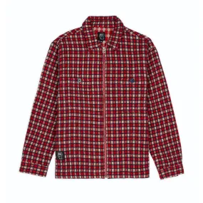 Brain Dead - Men's Check Mate Flannel Zip Shirt - (Red)