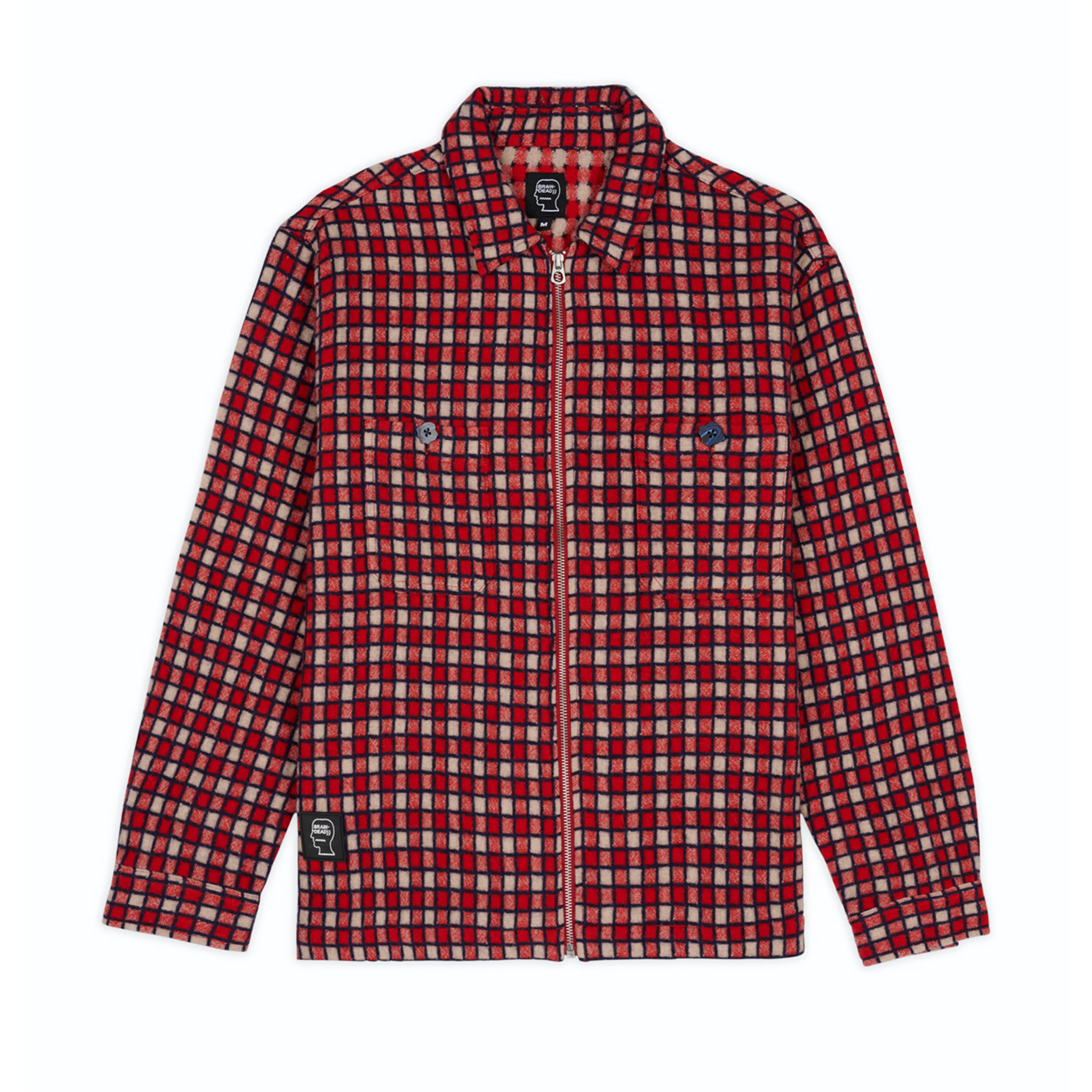 Brain Dead - Men's Check Mate Flannel Zip Shirt - (Red)