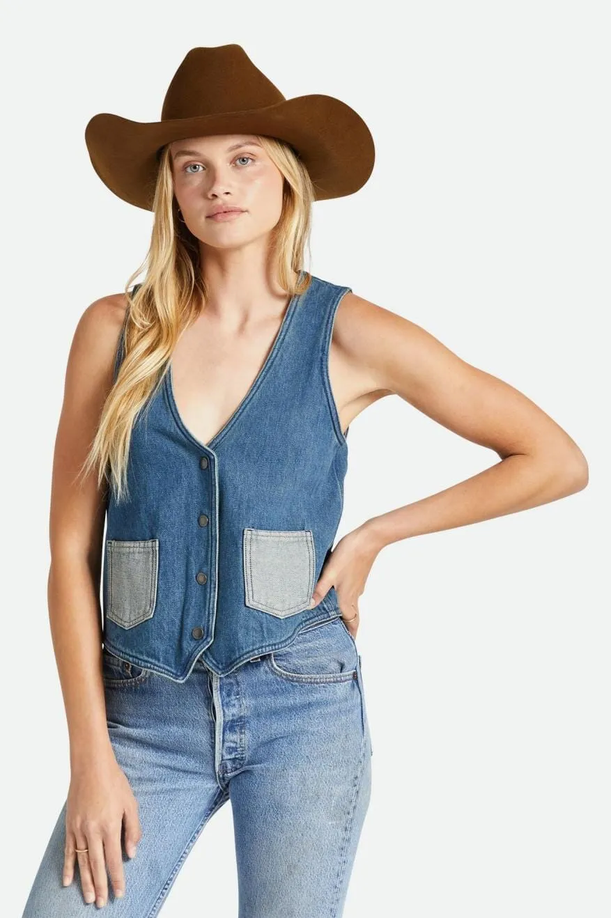 BRIXTON Women's Frisco Vest Two Tone Indigo