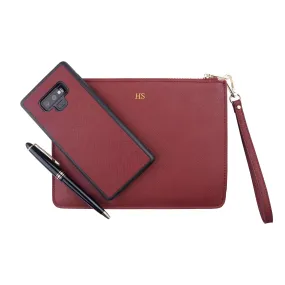 Burgundy - Small Saffiano Pouch