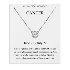 Cancer Zodiac Star Sign Necklace Created with Zircondia® Crystals