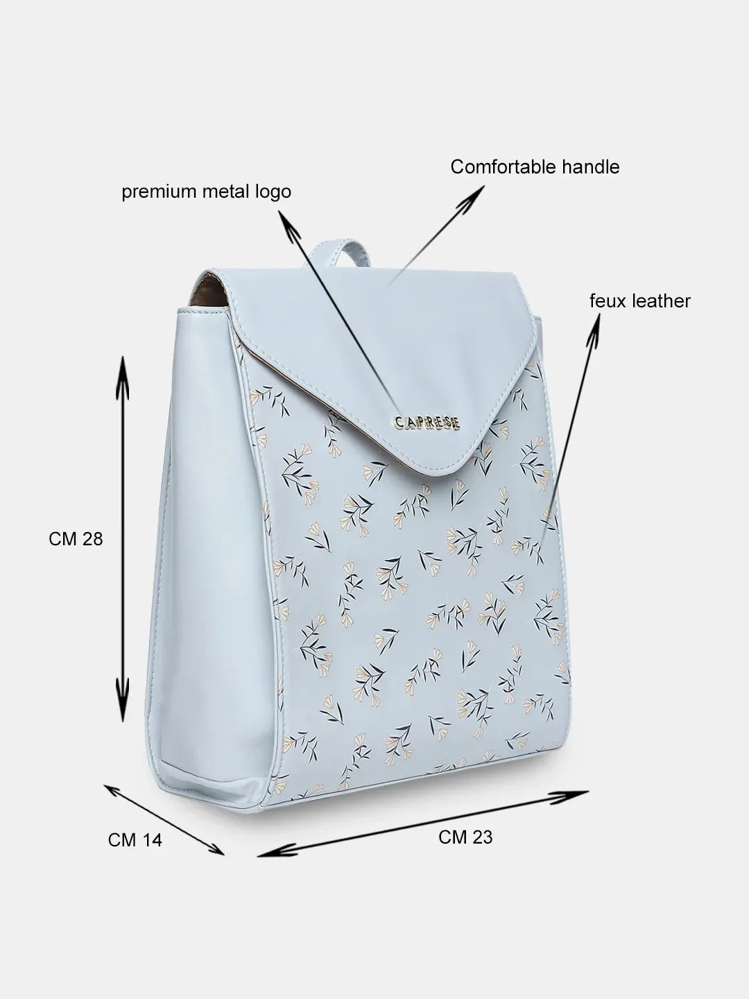 Caprese Merida Backpack Large Printed Women'S Bag Sky Blue