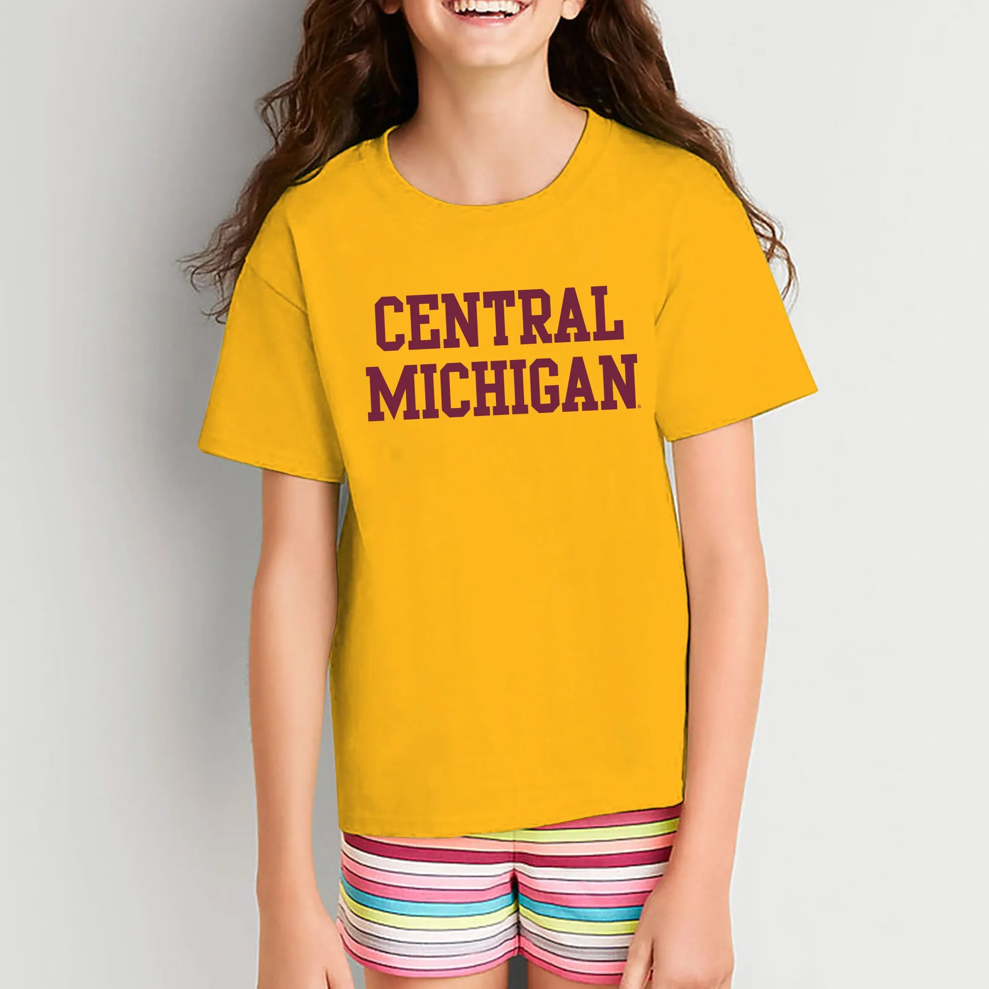 Central Michigan University Chippewas Basic Block Youth T Shirt - Gold