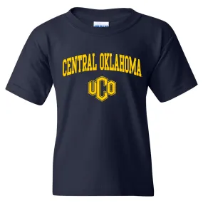 Central Oklahoma University Bronchos Arch Logo Youth T Shirt - Navy