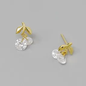 Cherry CZ Stone Stud Earrings