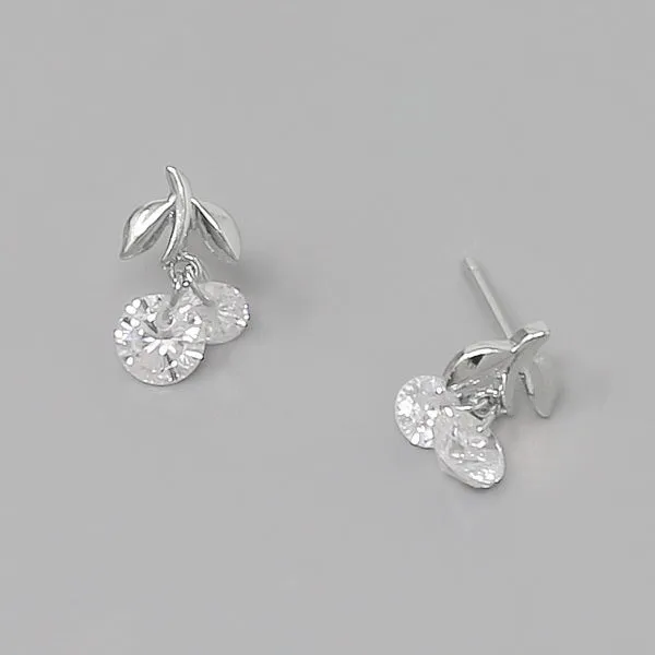 Cherry CZ Stone Stud Earrings