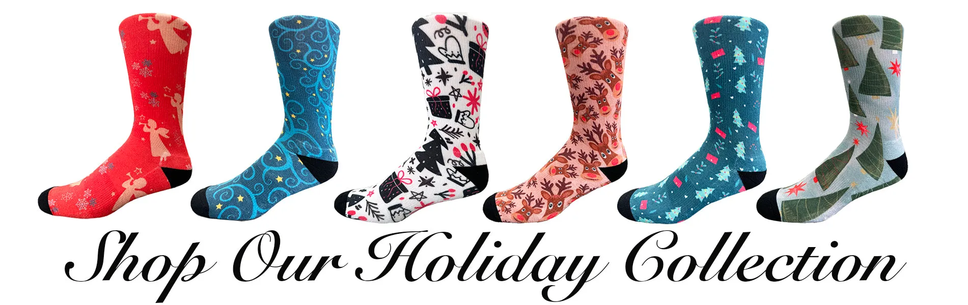 Christmas and Hanukkah Holiday Colorful CoolMax Crew Socks for Men & Women - Blue Tree Gold Stars